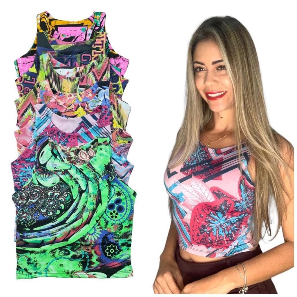 Cropped Feminino Fitness Regata Alça Grossa Academia Adulto