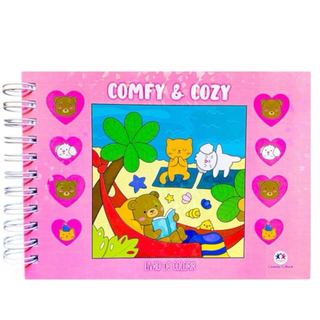 Livro De Colorir Em Capa Dura Comfy E Cozy Desenhos Variados E Detalhados