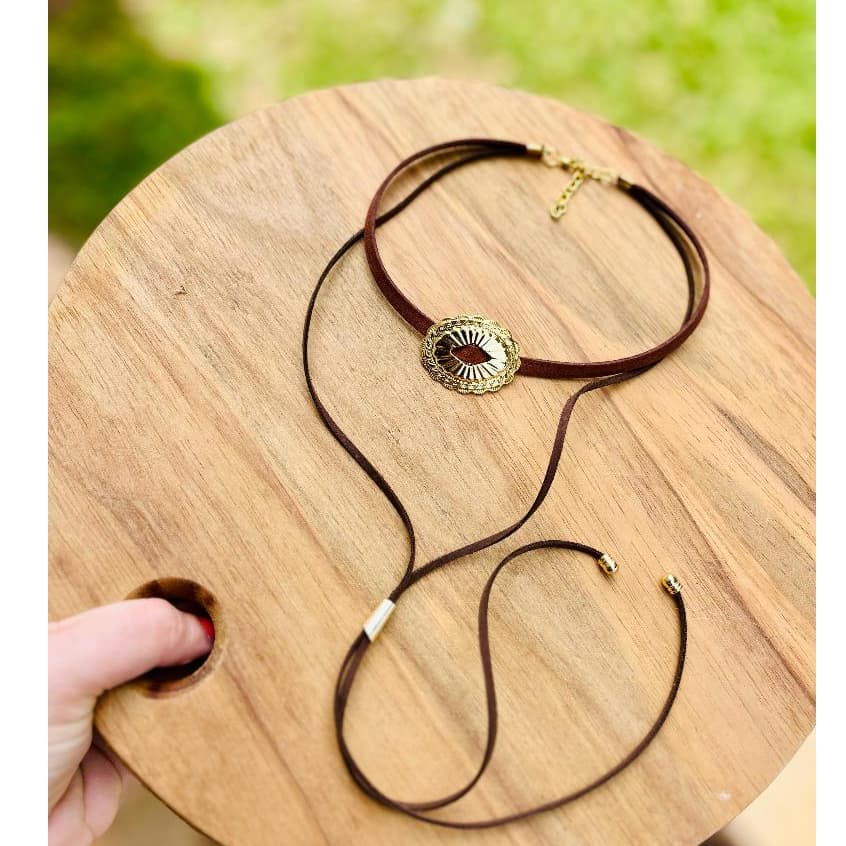 Gargantilha Boho Choker + Gravatinha Country Moda Texas Boiadeira Unissex