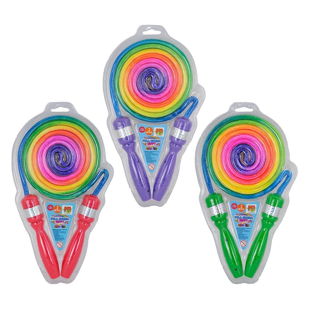 Corda De Pular Infantil Happy Arco Iris Colorida 2 Metros - DM Toys