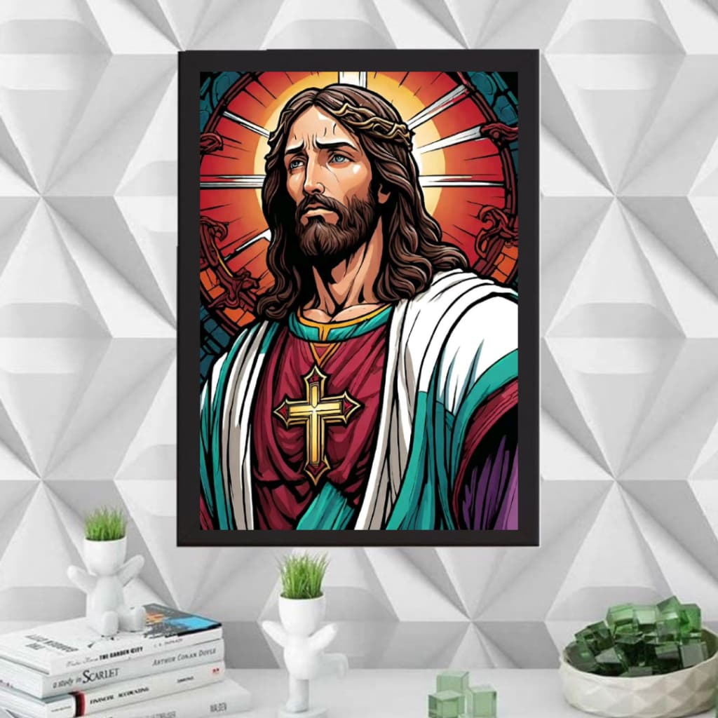 QUADRO POSTER A4 COM MOLDURA E ACETATO RELIGIOSO CRISTÃO JESUS CRISTO