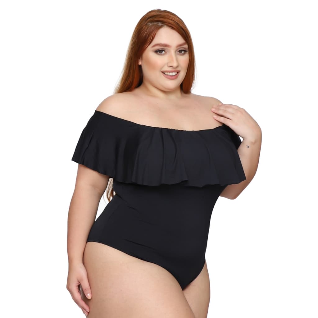 Body Feminino Body Maiô 2 em 1 Body Babado Ciganinha Forrado Suplex