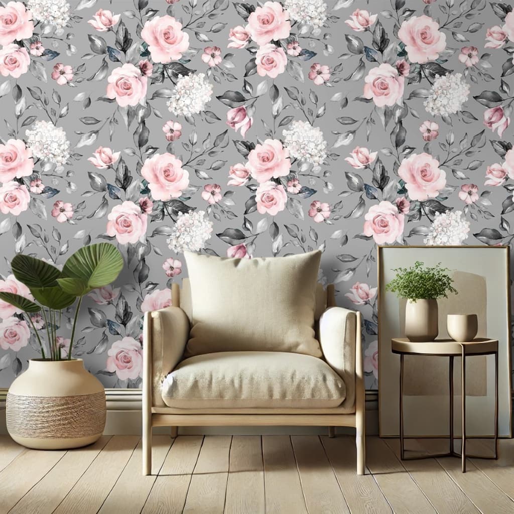 Papel De Parede Quarto Casal Floral Delicado Autoadesivo 5mx0.45cm