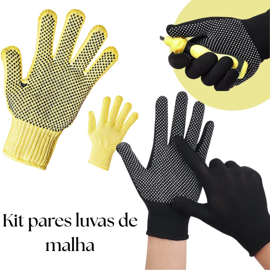 Luva Antiderrapante de Malha Pigmentada Para Cabeleireiro Pedreiro Obras Jardinagem Resistente ao Calor
