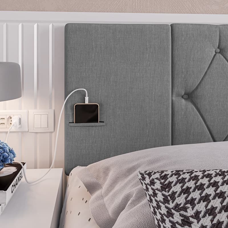 Cabeceira Painel Suspensa Bolso Porta Celular Controle Cama Box Casal 1,40 Quarto Moderno Oferta Cor