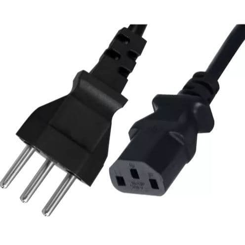 Cabo de Força Energia Computador CPU Tripolar Novo Padrão 10A 3x0,75mm 1,5 Metros Preto