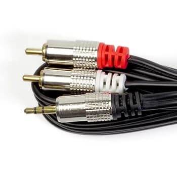 Cabo Auxiliar P2 Estereo x 2 RCA Macho Profissional Metálico 1,8m | 3m | 5m | 10m