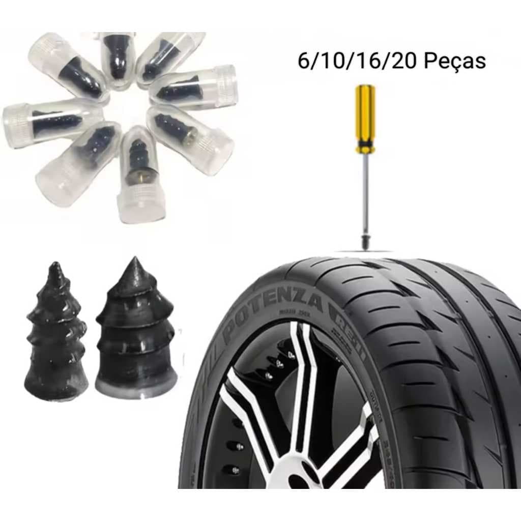 Kit De Remendo De Reparo De Pneus A Vácuo Parafuso Universal Para Moto Carro Scooter Sem Câmara