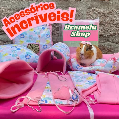Enxoval Pet Porta Feno, Toca Aramada Enxoval Para Pet Porquinho da Índia - Túnel, manta Pet, Rede e Almofada