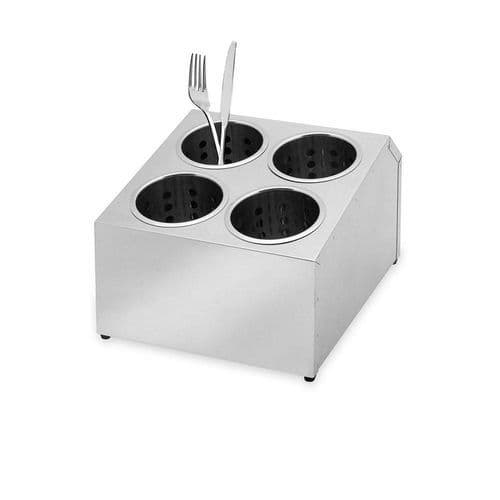 Porta Talher 4 Nichos Duplo Aço Inox Bar Padaria Restaurante