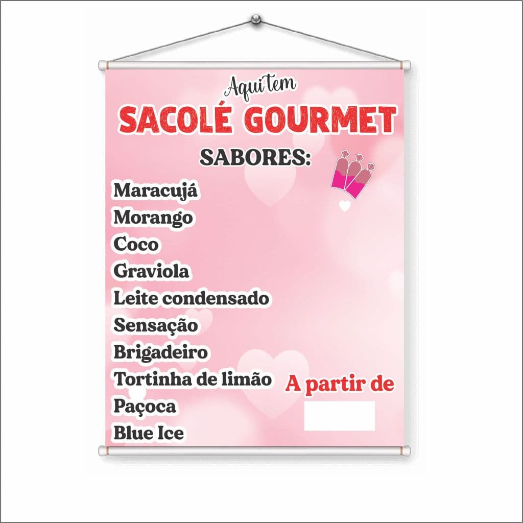 Banner Sacolé Gourmet Personalizado com sabores