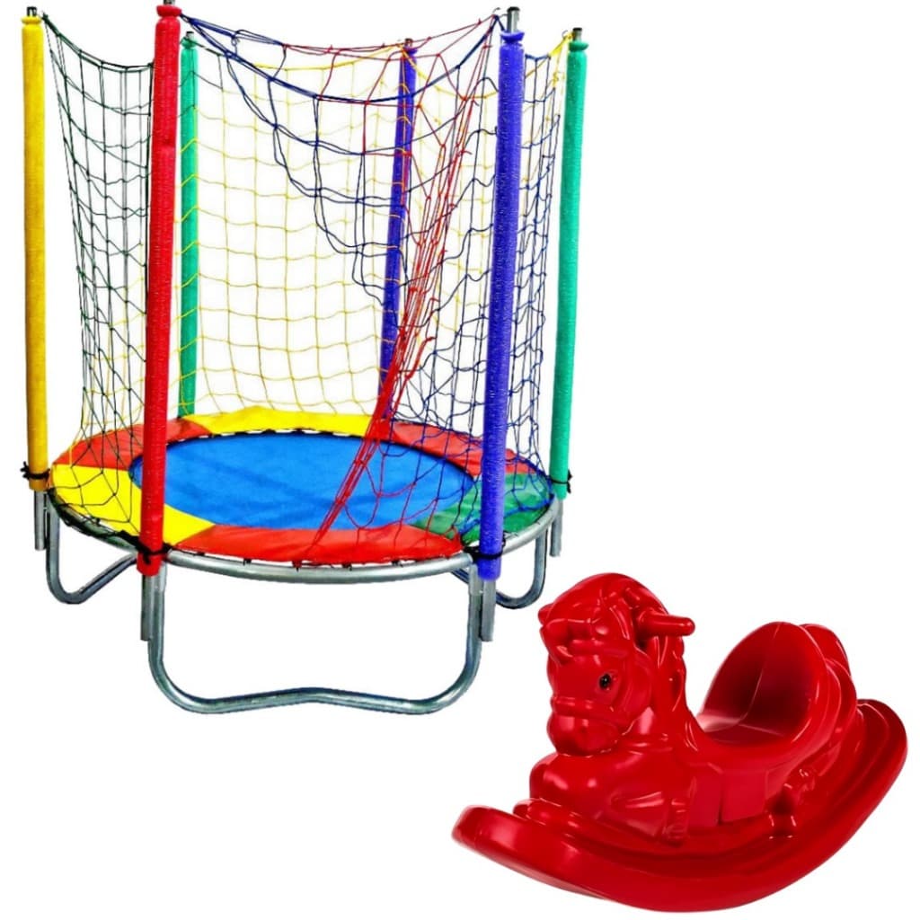Cama Elástica Infantil Pula Pula Trampolim 1,40m Nacional Premium + Gangorra 1 Lugar - Infantil