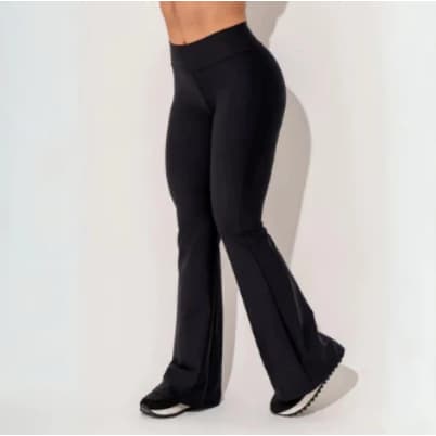 Kit 2 Calça Legging Flare Cintura Alta Bailarina Boca De Sino Feminina