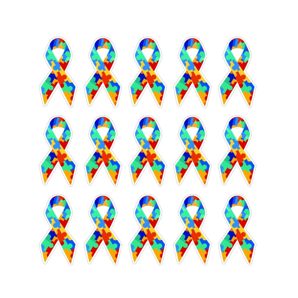 100 Un. Adesivo Colante Fita Laço Autismo Campanha Conscientização Atípico Inclusão Autista
