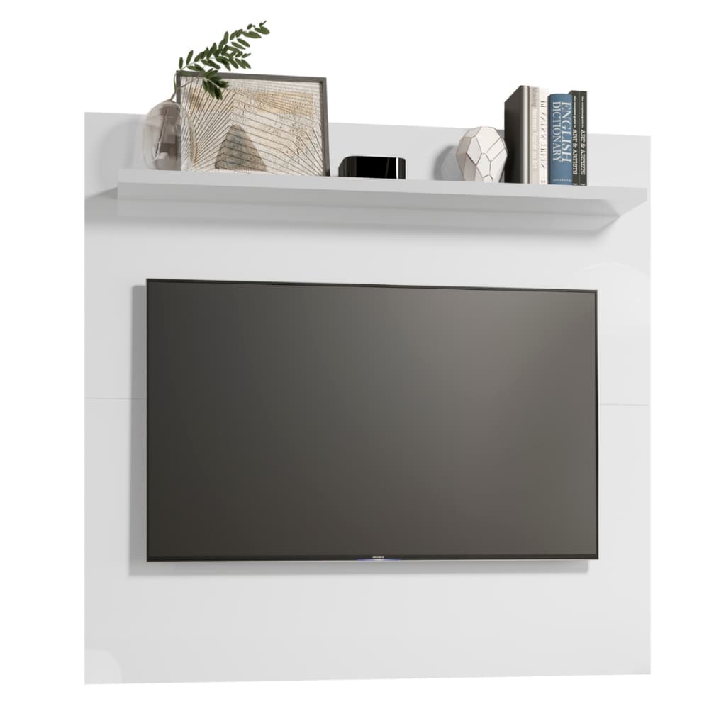 Painel Dubai Home TV 32 Polegadas Ripado Suporte Rack Sala Estante Prateleira Quarto Design Moderno Branco