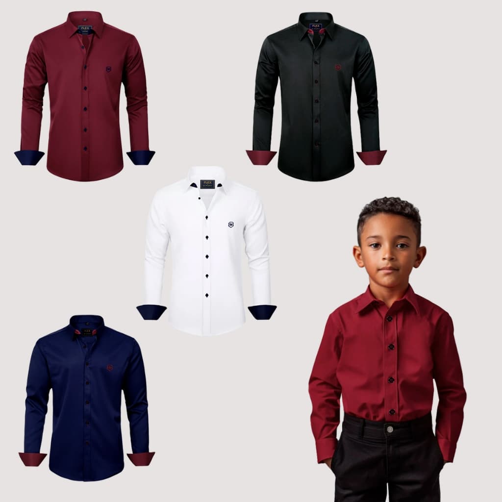 Camisa Social Infantil Juvenil Manga Longa Sport Fino Pajem