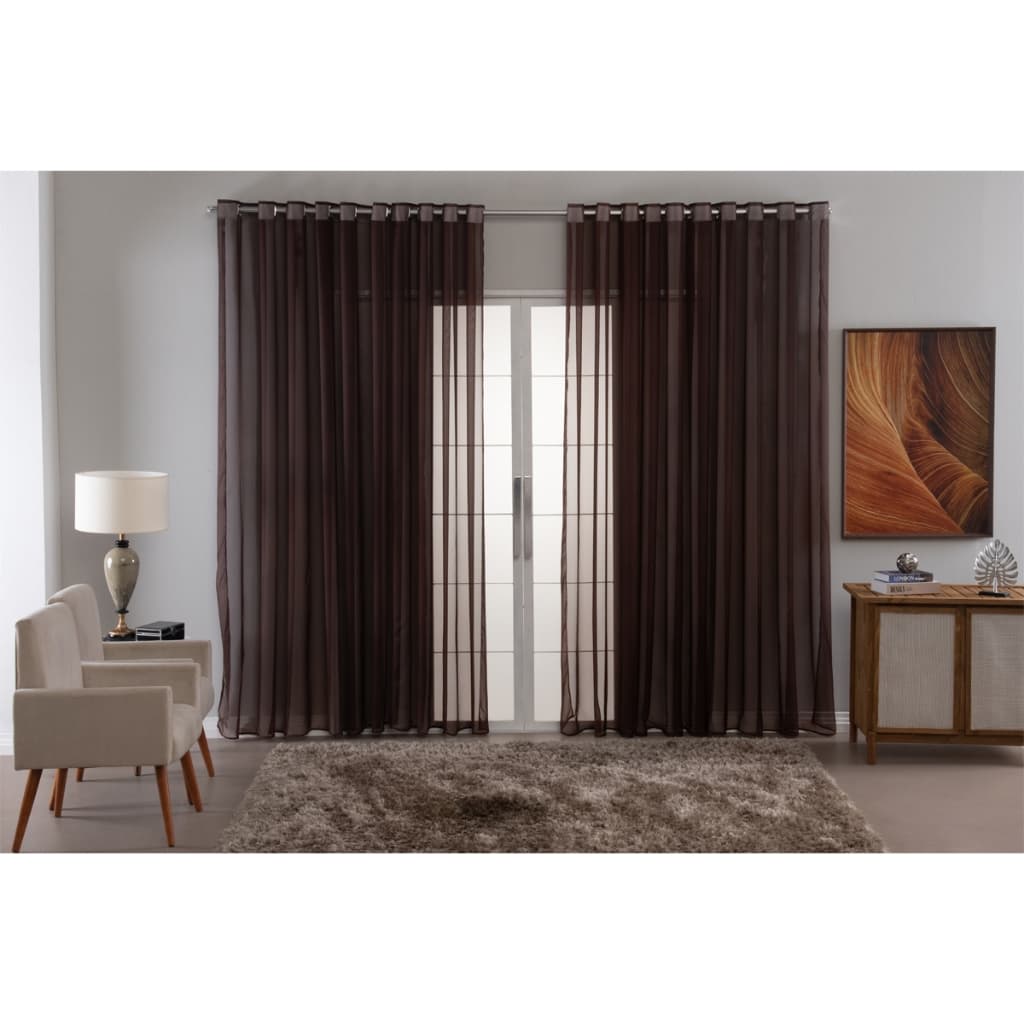 Cortina Voil Sala Ou Quarto 2,80x1,30 Ilhós Cromado