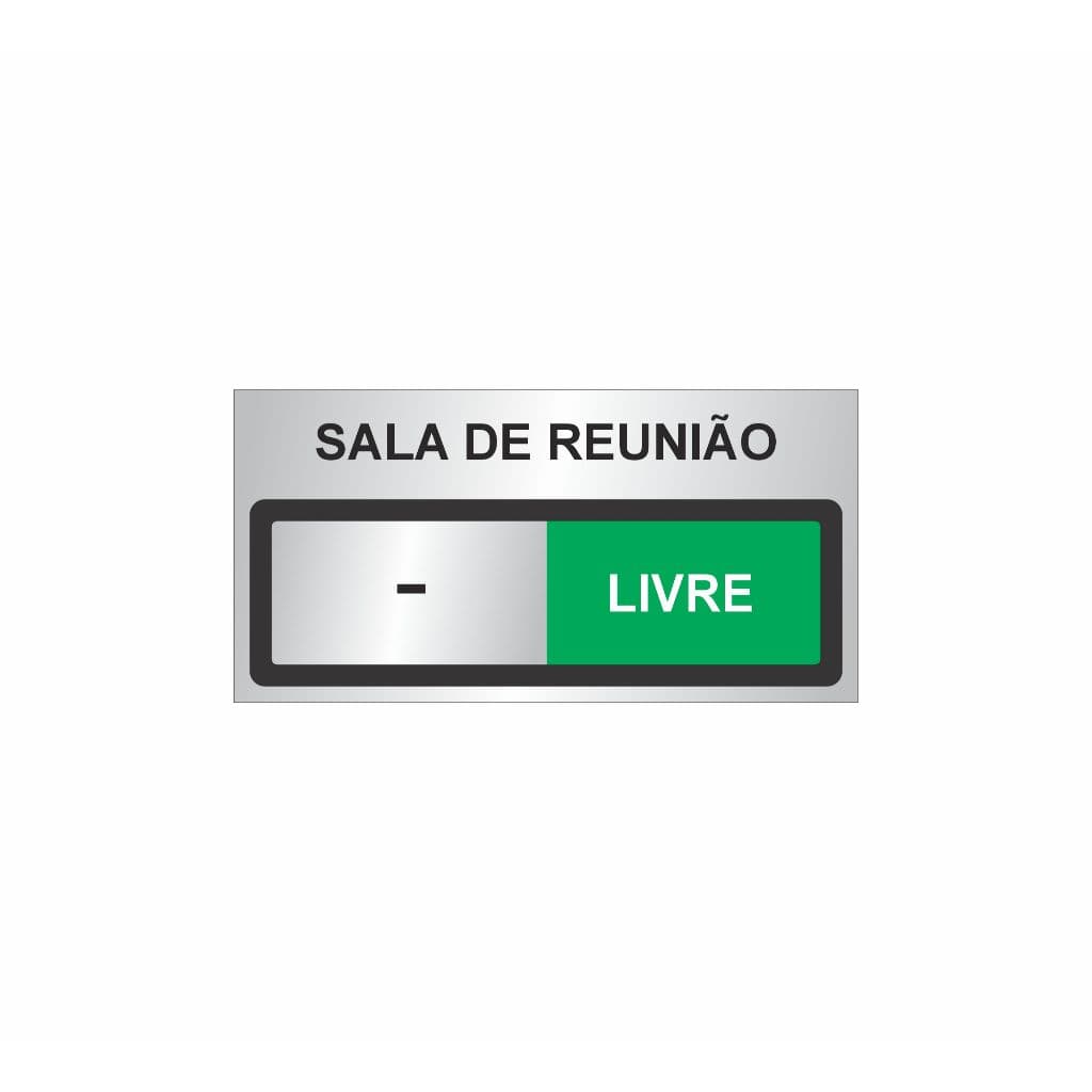 Placa Indicação C/ Trilho de Alumínio Sala Reunião Porta Ocupado Livre