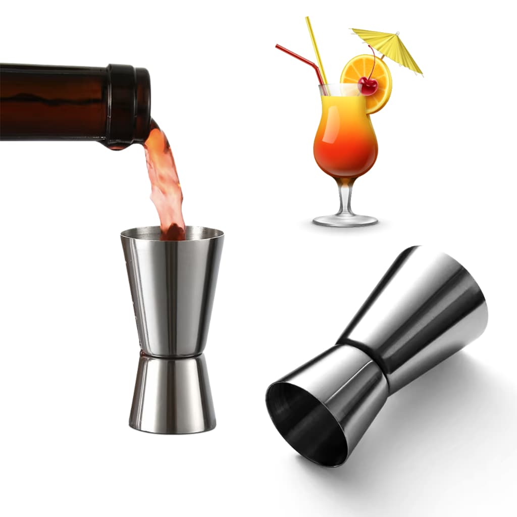 Kit 2 Dosador de bebidas, jigger, medidor de doses, bartender, coquetelaria, mixologia, dose exata, bar, drinques