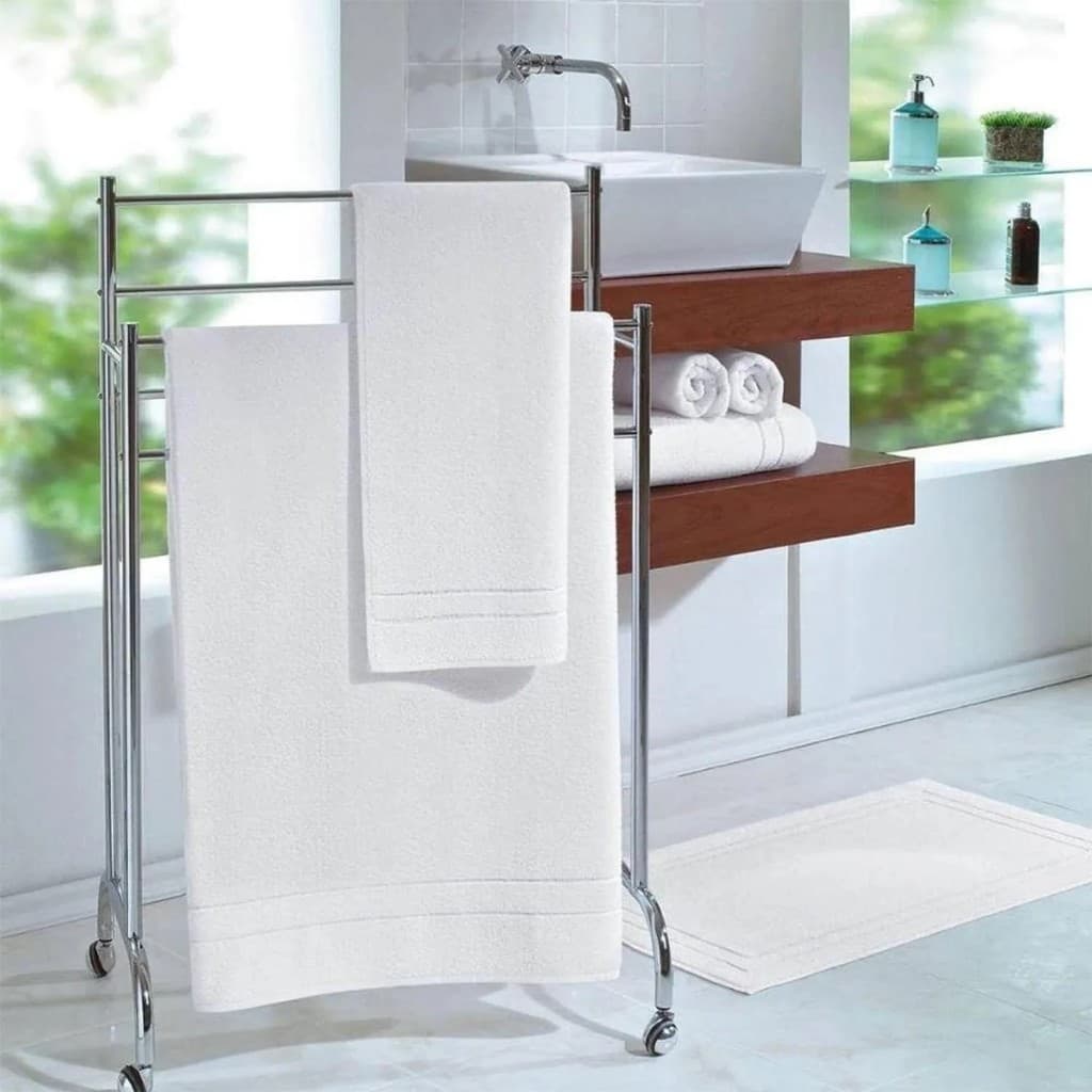 Kit 2 Toalhas de Banho Hotel Hotelaria Teka Mônaco Branco, 70 x 135 cm Algodão
