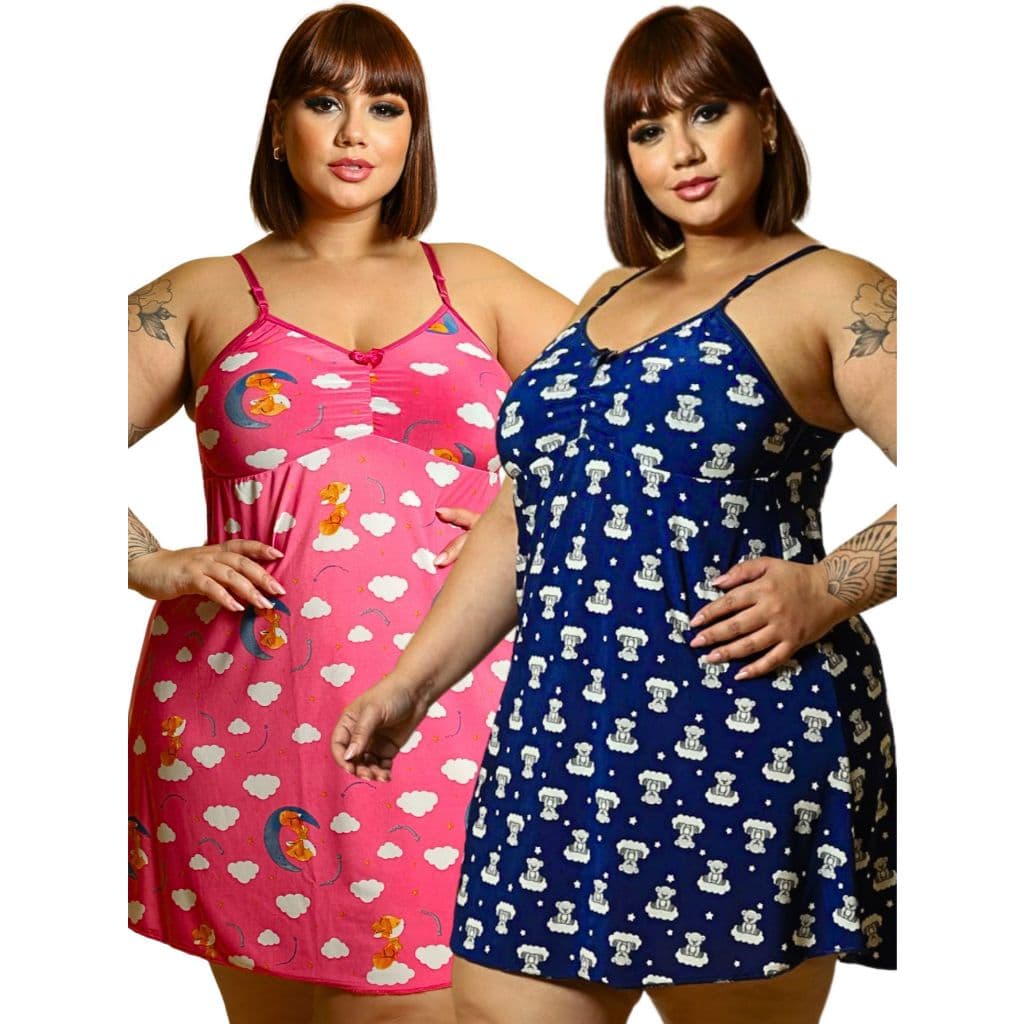 Kit C/03 Camisolas Plus Size Estampada Tamanho Grande Moderno Alça Regulável Elegante Confortável