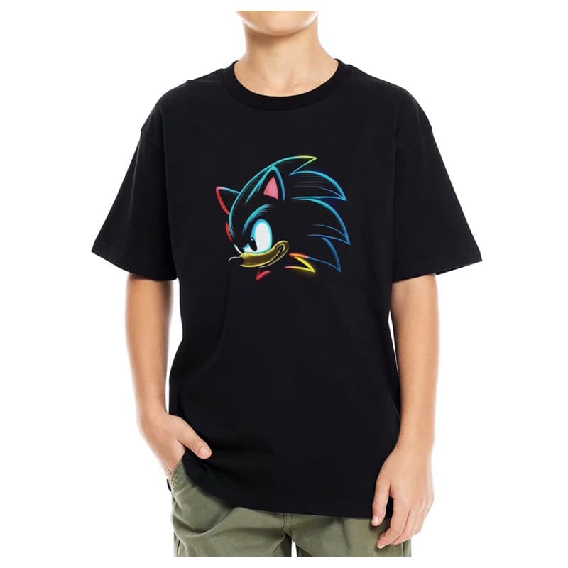 Camiseta Infantil menino Sonic Preta street Algodão