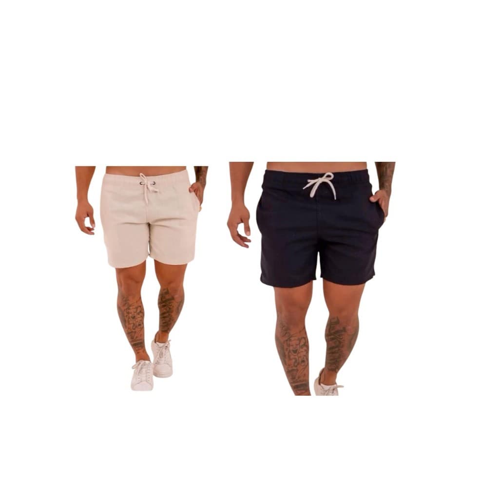 Kit 2 Short Mauricinho Linho Masculino Basico Premium