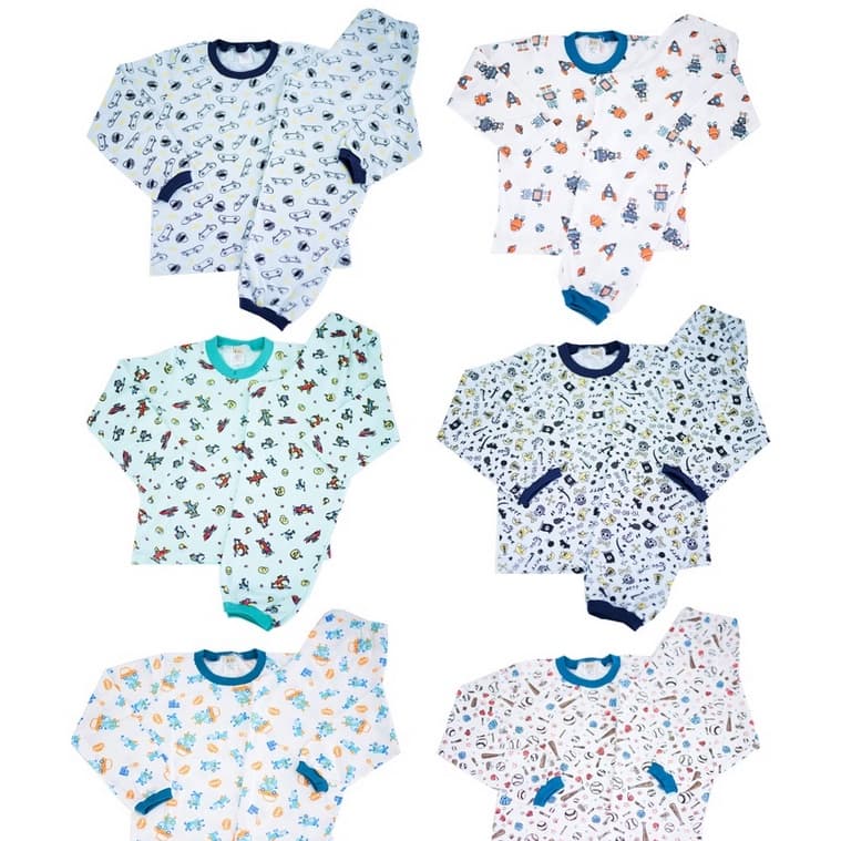 Kit 1 ou 2 Pijamas Infantil de Menino Manga Longa Inverno Macio e Confortável