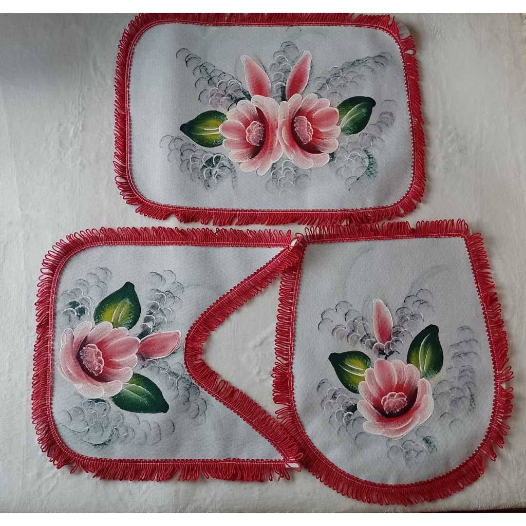 kit banheiro emborrachado contem 3pcs