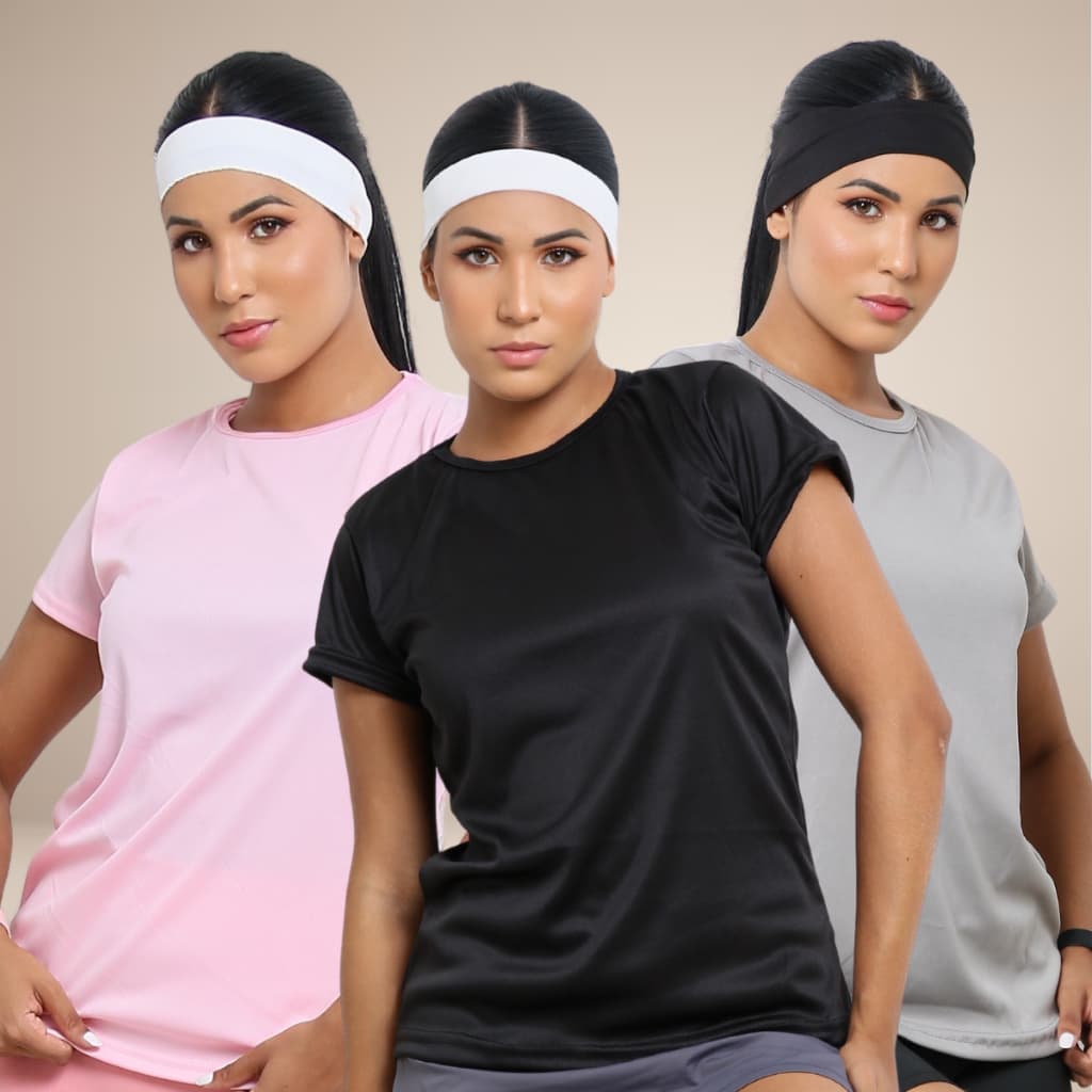 Kit 3 Camiseta Academia Feminina Dry Fit Treino Blusa Caminhada Treino Musculação