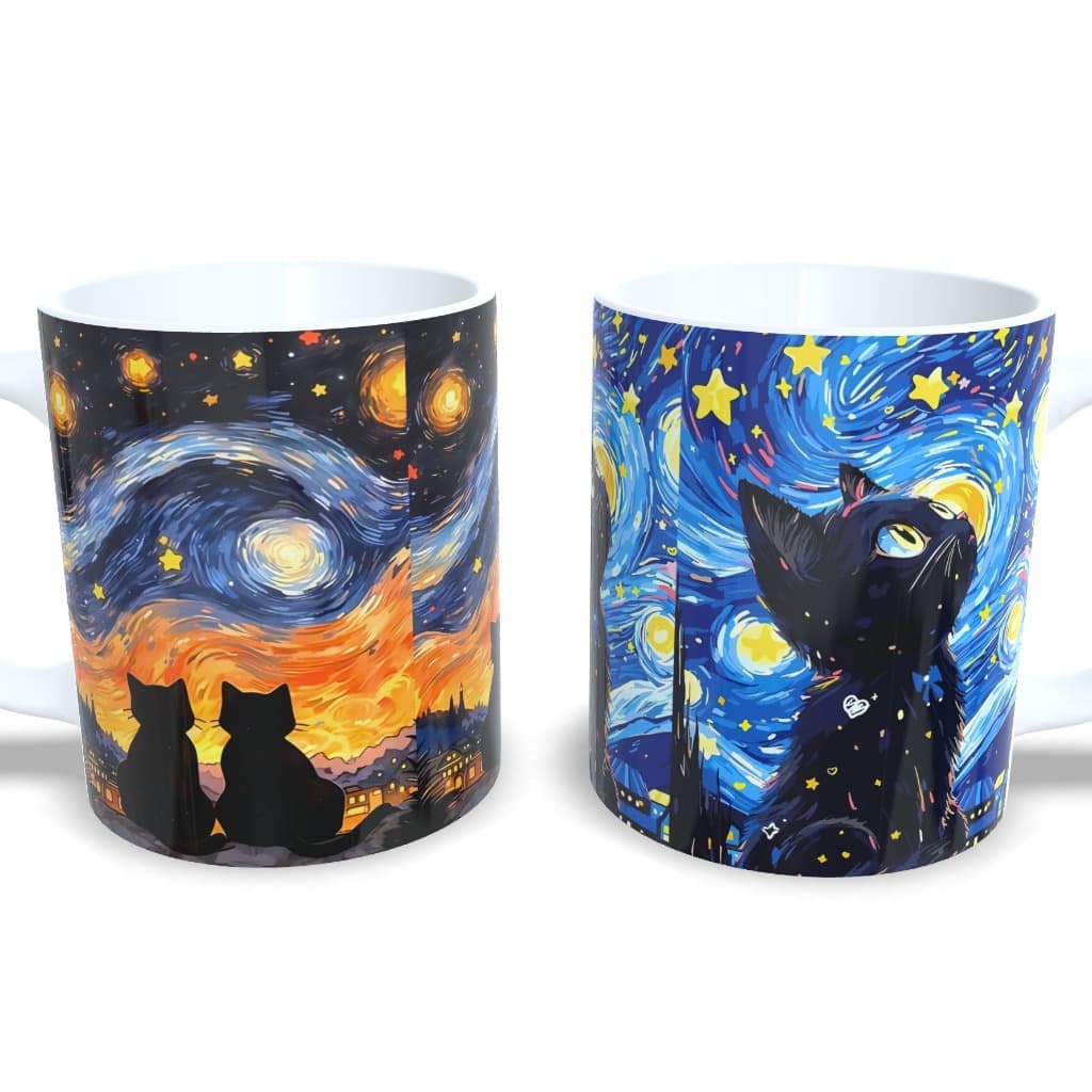 Caneca Personalizada Cerâmica Vincent van Gogh Gatinhos Presente