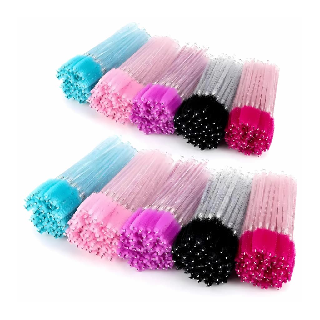 Kit 200-600 Escovinhas Glitter Alongamento De Cílios E Sobrancelhas Rosa Preto Amarelo Azul Branco