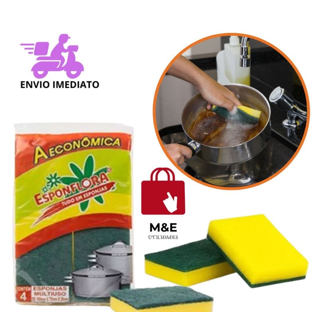 Esponja De Cozinha Bucha Lava Louça Dupla Face 4 Unidades