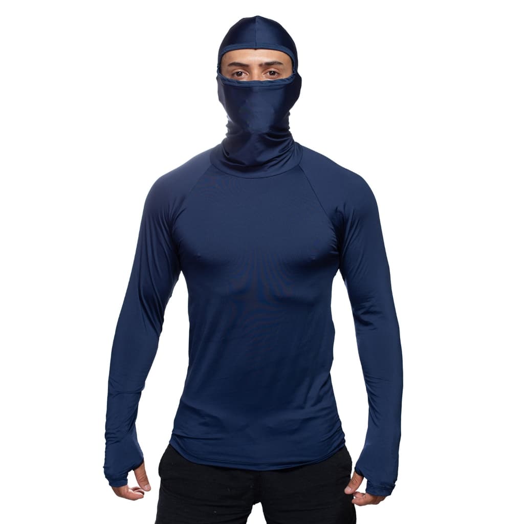 Camiseta Segunda Pele Camisa Térmica Motoqueiro Ciclista Entregador Frio Térmica Touca Ninja Frio Proteção Solar uv50+