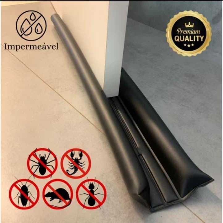 Veda Porta Protetor Rolinho 80, 90 e 100cm Impermeável Proteção Dupla Preto/Branco Tradicional