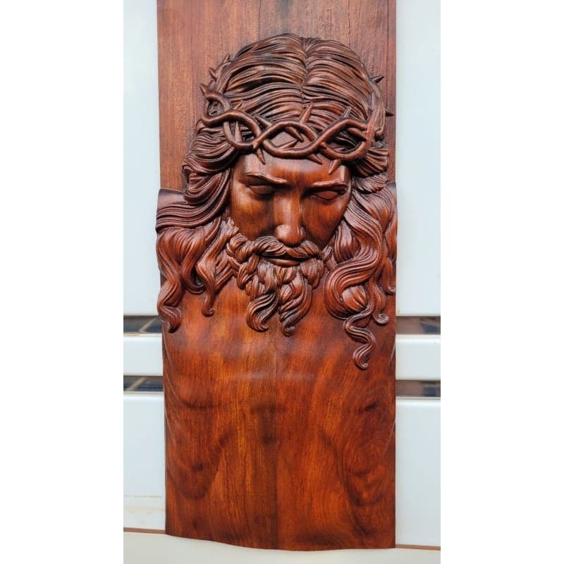 Quadro BUSTO DE CRISTO EM Madeira 19cm X 45cm
