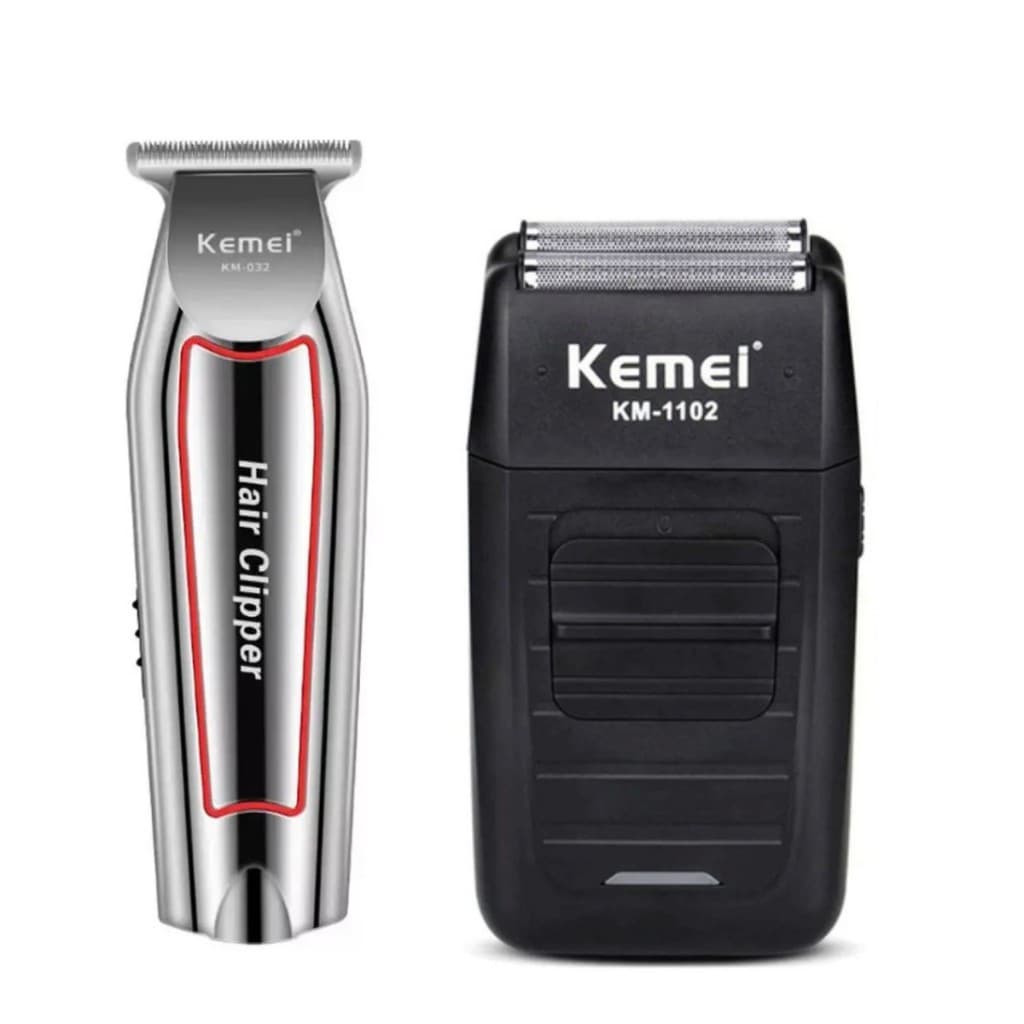Kit Profissional Kemei: Máquina KM-1102 + Shaver KM-032 | Acabamento e Barba
