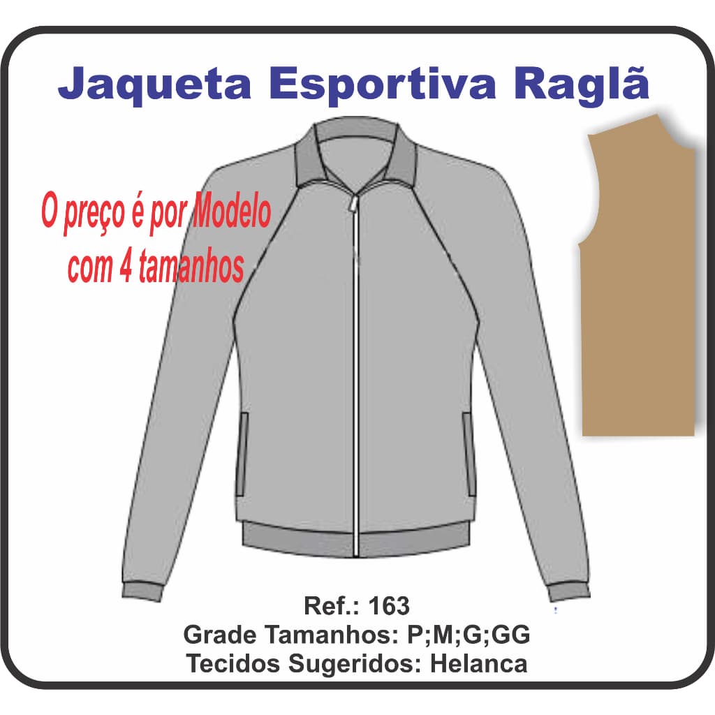 Ref. 163 Molde de Jaqueta Esportiva Masc. Raglan