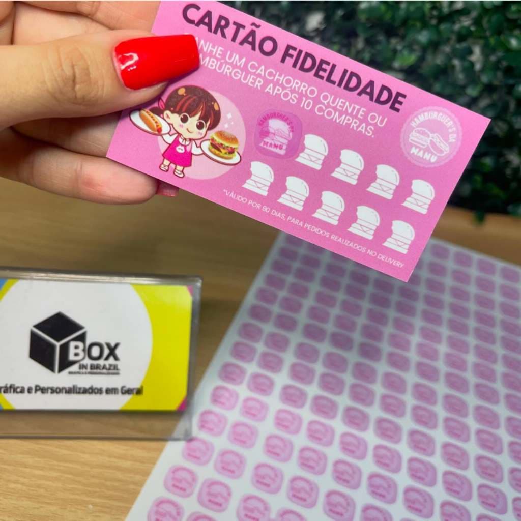 CARTÃO FIDELIDADE COM ADESIVO PERSONALIZADO - CARTÃO DE VISITA + CARTÃO FIDELIDADE