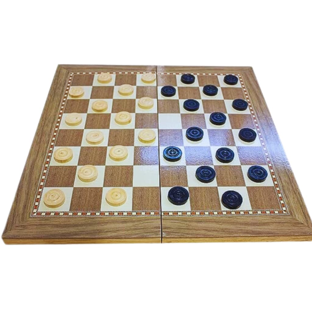 Jogo Xadrez 3 em 1 Dama Gamão Xadrez Madeira 3 Em 1 34X34 Tabuleiro