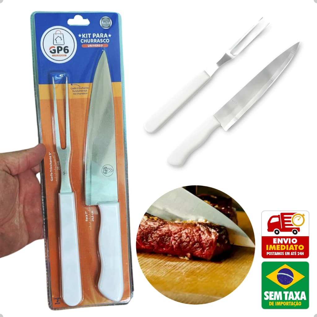 Kit Churrasco Faca 5'' 29,5cm e Garfo Trinchante 7'' 26cm GP2036 Churrasqueiro