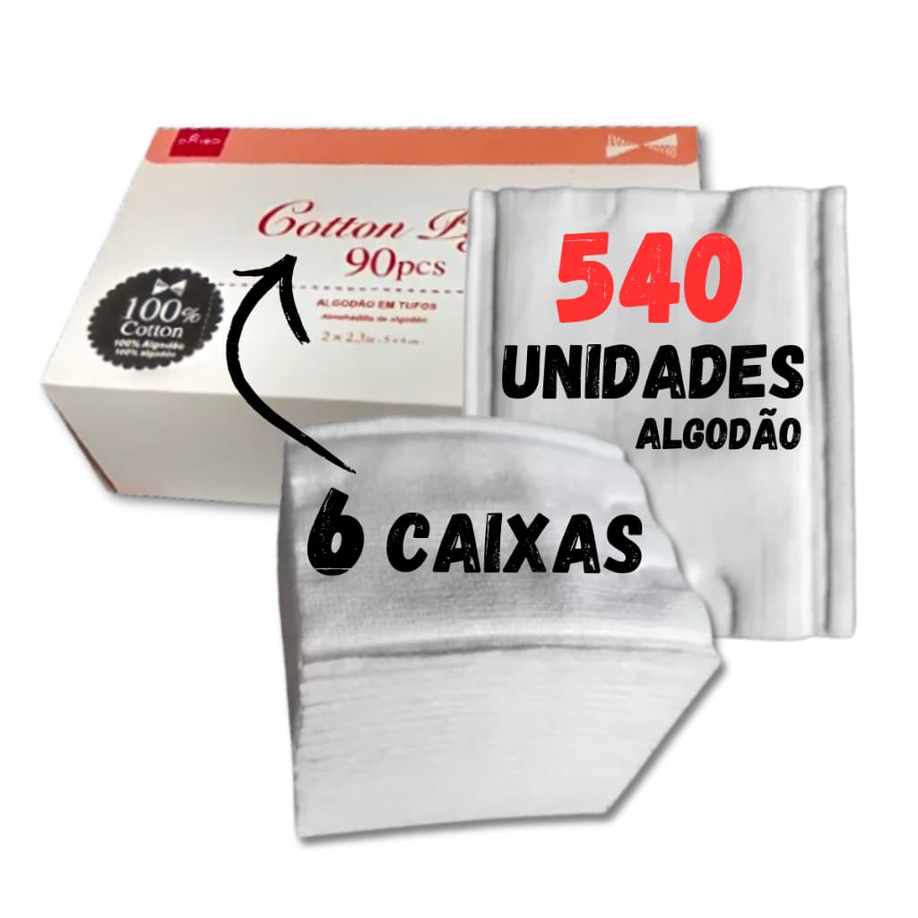 Caixa Algodão Quadrado Cotton Até 540 Unidades Limpeza Facial bebe Remove Maquiagem