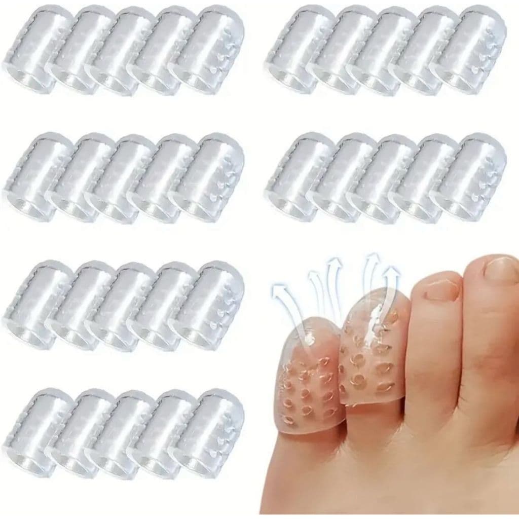 10 Protetores de Dedos Anti Calos Dedeira Silicone  Respirável Ajustável Pés Lesão Dor
