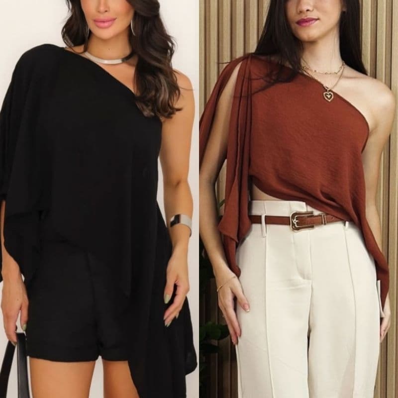 Blusa Boho Cropped Capa Acompanha Top / Blusa Ombro a Ombro Tendência 2025