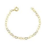 Pulseira Feminina Dourada Corações Elos Vazados em Banho 18k semi jóia