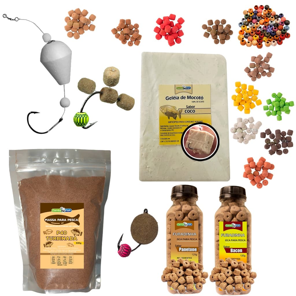 Kit Pesqueiro Massa Furadinha Boia Mocoto Eva Miçanga Antena