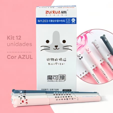 Conjunto de 12 Canetas em Gel Apagável Zuixua Friction M1203 com borracha Magic Wipe 0,33mm