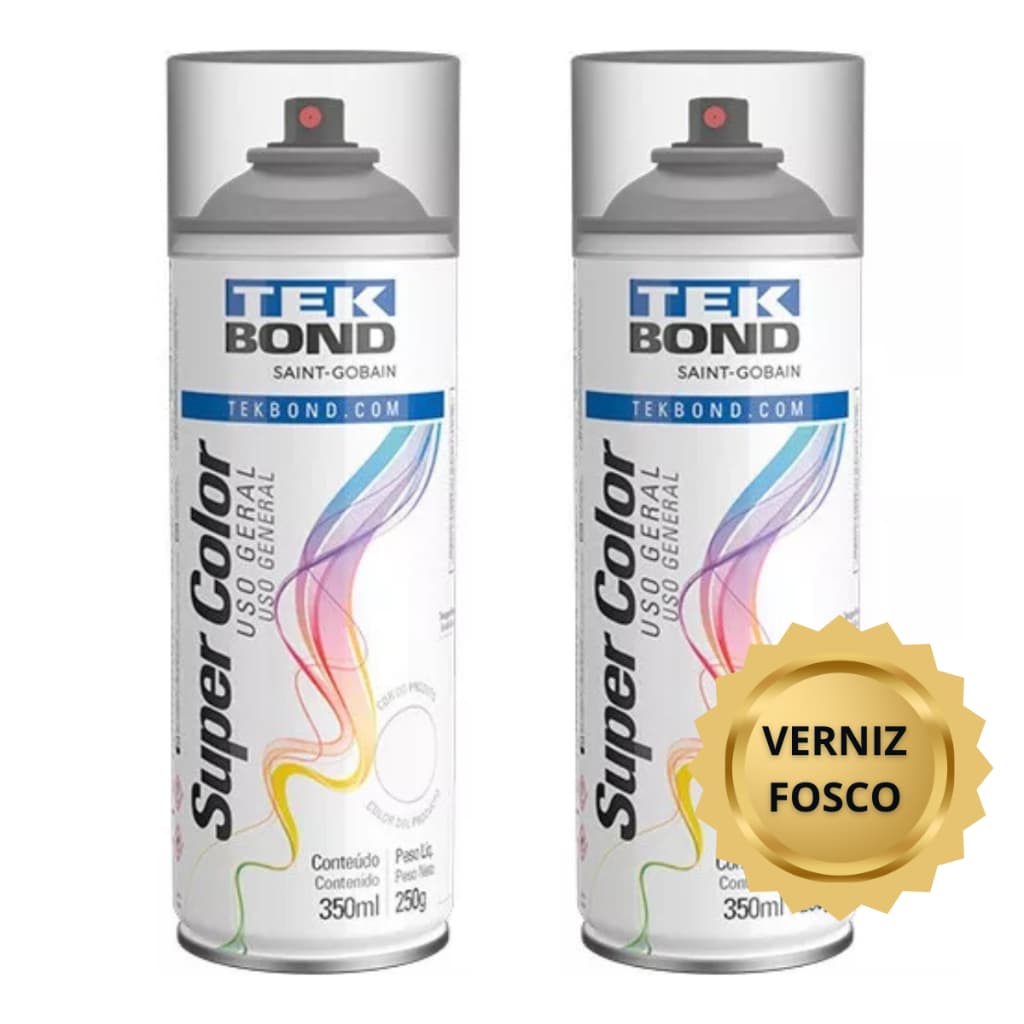 Verniz Spray Uso Geral Incolor Fosco Protege a Peças Obras de Arte Pinturas  350ML TEKBOND Kit com 2
