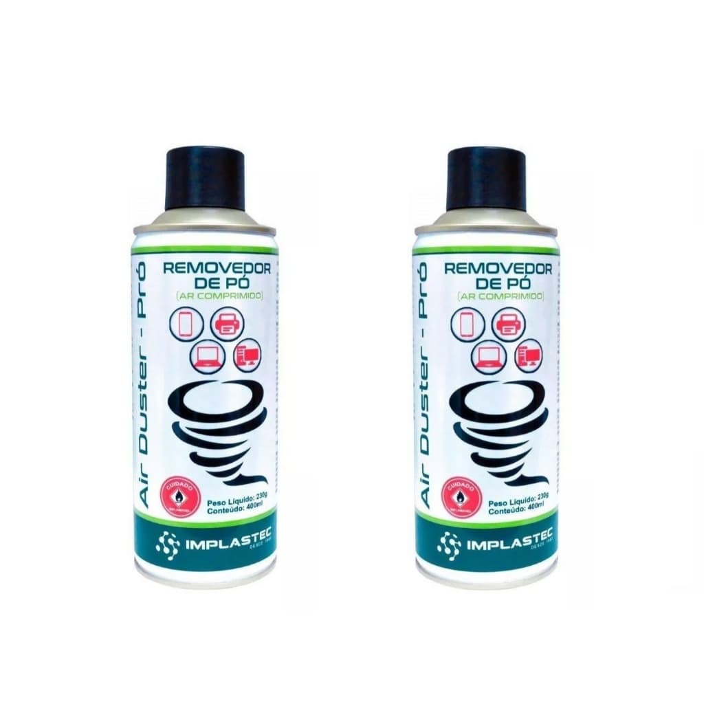 Kit 2 Ar Comprimido Aerossol Implastec Air Duster Pro 400ml