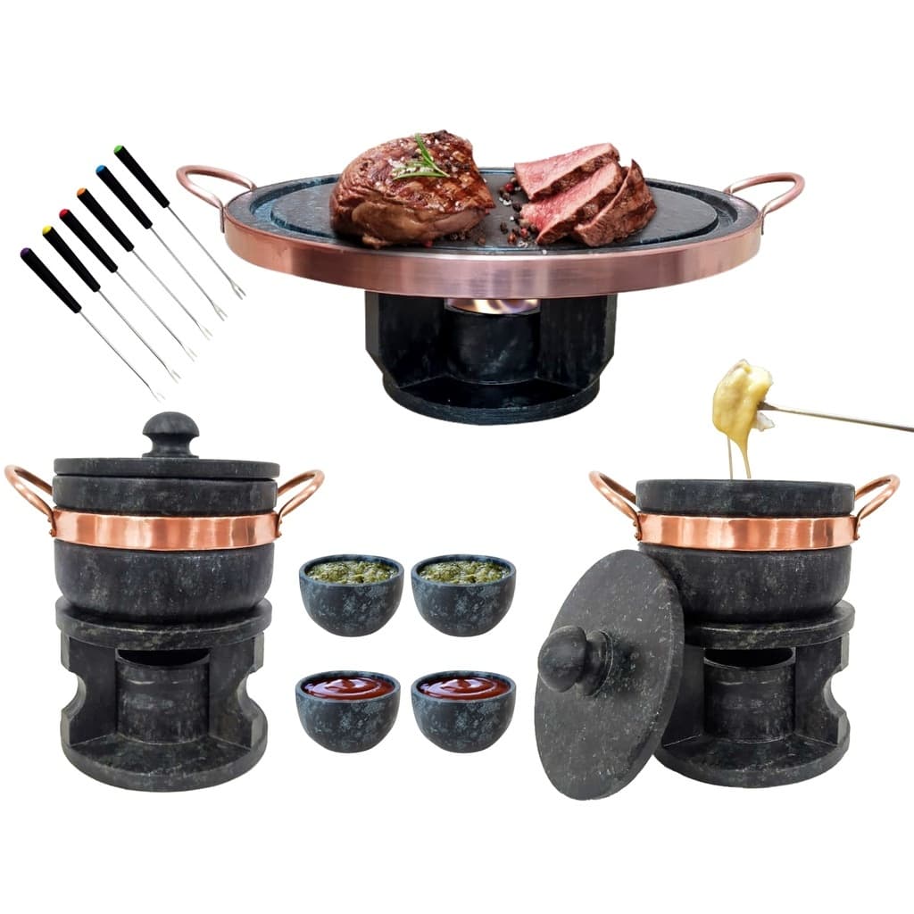 Fondue 32cm + 2 Fondue 500ml + 6 Garfos + 4 Tigelas
